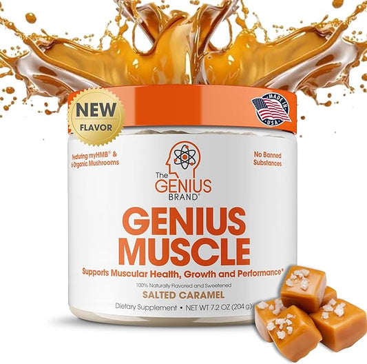 Genius Muscle Builder & Mass Gainer Supplement, Salted Caramel - 100% Naturally Flavored & Sweetened - Anabolic Activator for Men & Women - Weight Gainer, Lean Muscle Growth for Bodybuilding